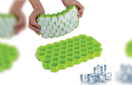 Honeycomb Ice Cube Tray Silicone Flexible - Stackable Hexagon Shape Easy Release Lid, BPA Free Non-Stick for Cocktails Juice Freezer Safe, Premium Kitchen Tool Dishwasher Safe UAE Party Essential 